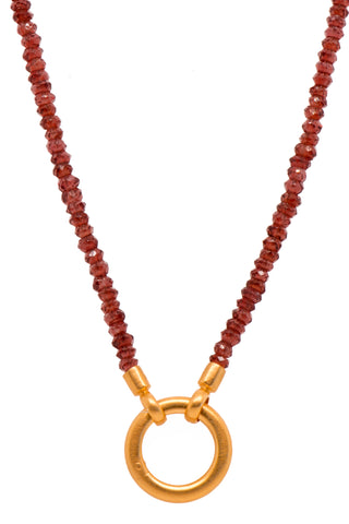 Ring Clasp Garnet Necklace 17" 24K Fair Trade Gold Vermeil