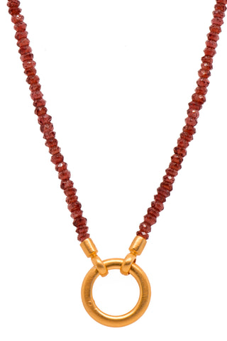 Garnet 17" Necklace-3MM With Ring Clasp 24K Fair Trade Gold Vermeil