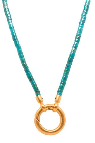 Ring Clasp Turquoise Necklace 17" 24K Fair Trade Gold Vermeil