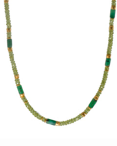 Peridot And Emerald Necklace 4mm 24K Fair Trade Gold Vermeil