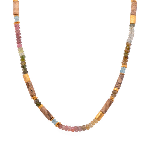 Tourmaline, Jasper And Apatite Necklace 24K Fair Trade Gold Vermeil