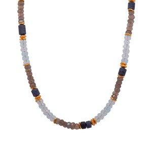Labradorite, Blue Topaz and Dumortierite Necklace 5mm 24K Fair Trade Gold Vermeil