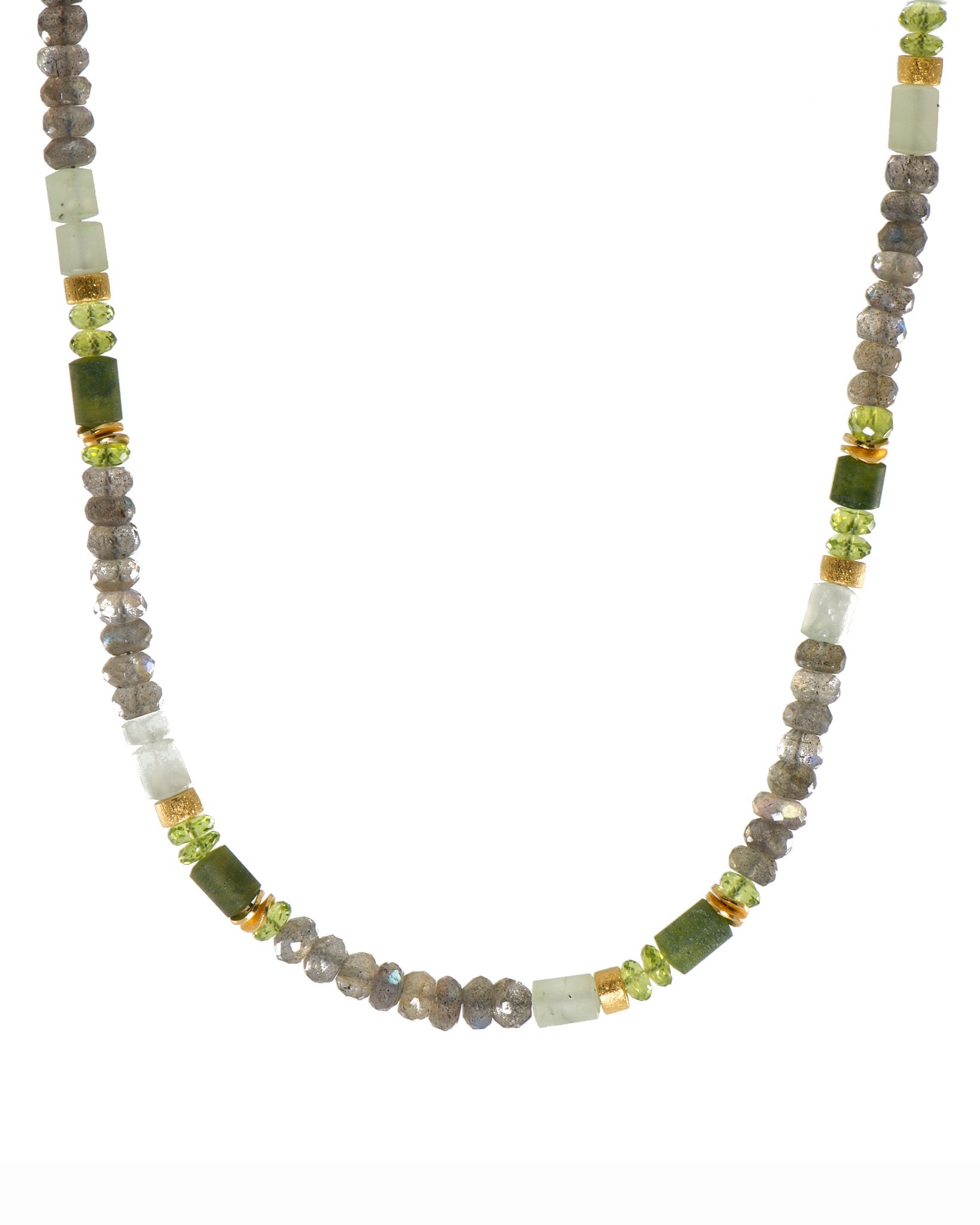 Labradorite, Peridot & Prehnite Necklace 5mm 24K Fair Trade Gold Vermeil