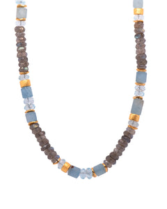 Labradorite, Blue Topaz and Aquamarine Necklace Fair Trade 24k Gold Vermeil 5mm