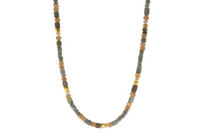 LABRADORITE, MOONSTONE, SMOKY QUARTZ & NATURAL COLORED PEARL NECKLACE 5MM FAIR TRADE 24K GOLD VERMEIL - Joyla Jewelry