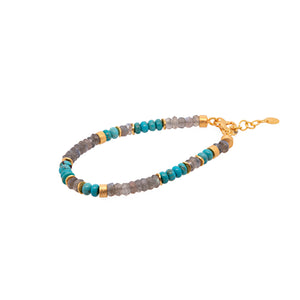 Bracelet-5 MM Labradorite and Turquoise