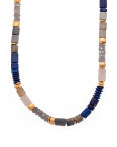 Labradorite, Lapis, Jasper and Dendrite Necklace 5mm 24K Fair Trade Gold Vermeil