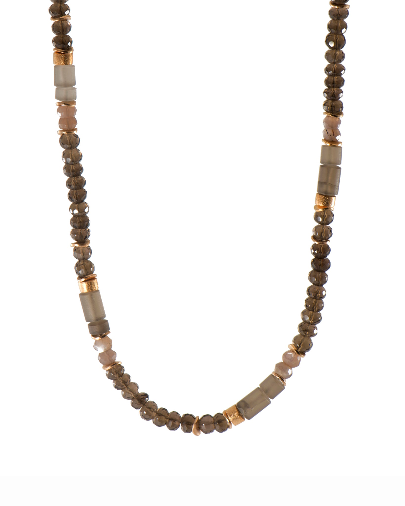 SMOKY QUARTZ NECKLACE 5MM FAIR TRADE 24K GOLD VERMEIL