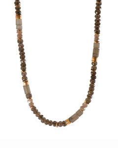 SMOKY QUARTZ NECKLACE 5MM FAIR TRADE 24K GOLD VERMEIL