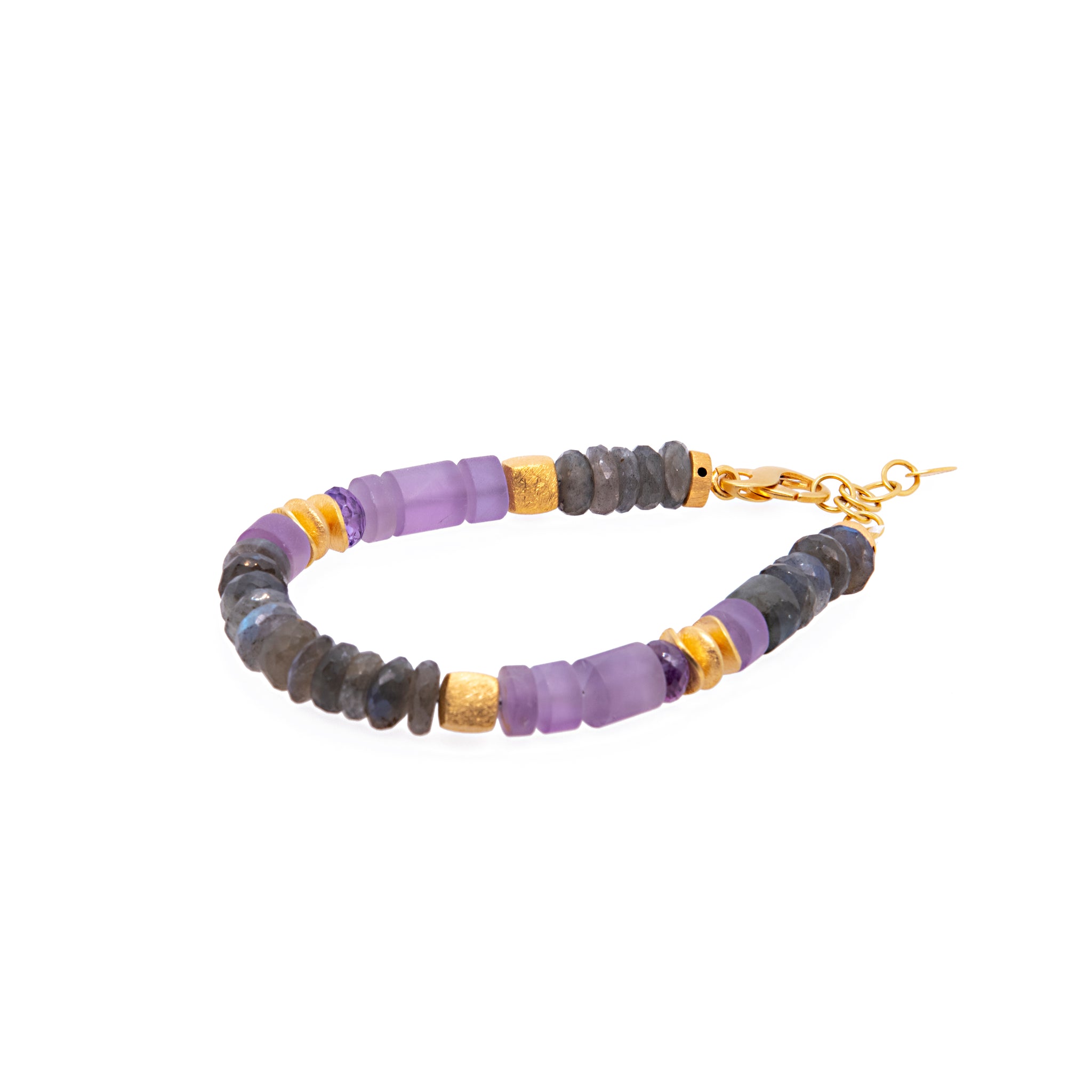 Amethyst and Labradorite Bracelet 8mm 24K Fair Trade Gold Vermeil