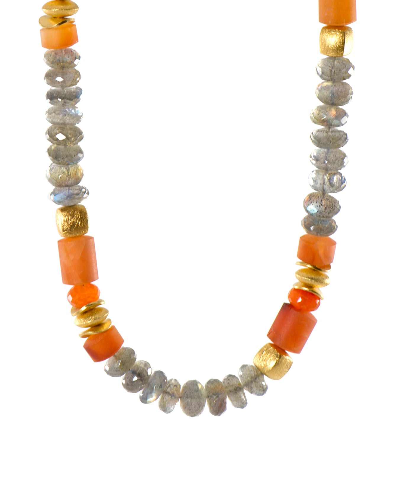 Carnelian and Labradorite Necklace 8mm 24K Fair Trade Gold Vermeil