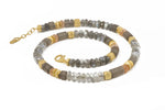 Load image into Gallery viewer, LABRADORITE, MOONSTONE &amp; SMOKY QUARTZ 8MM NECKLACE FAIR TRADE 24K GOLD VERMEIL - Joyla Jewelry
