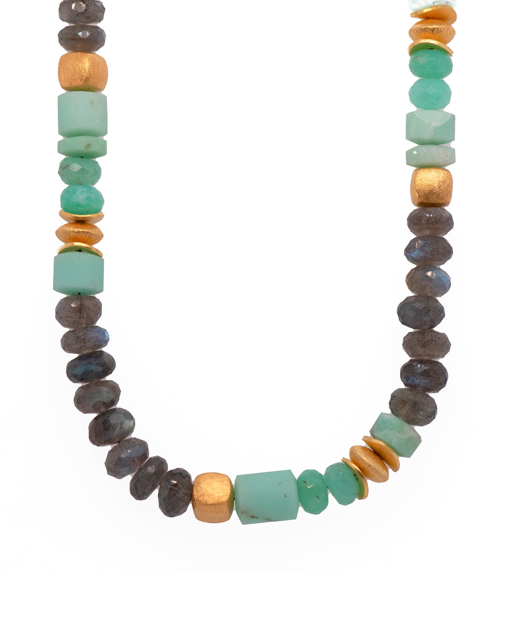 Chrysoprase, Labradorite Necklace Fair Trade 24k Gold Vermeil 8mm
