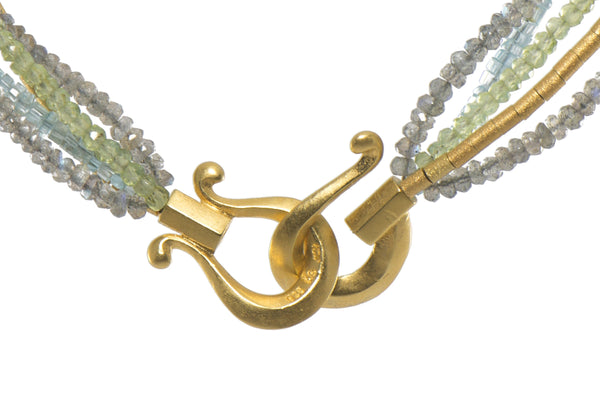 LABRADORITE, PERIDOT & APATITE NECKLACE 3MM FAIR TRADE 24K GOLD VERMEIL - Joyla Jewelry