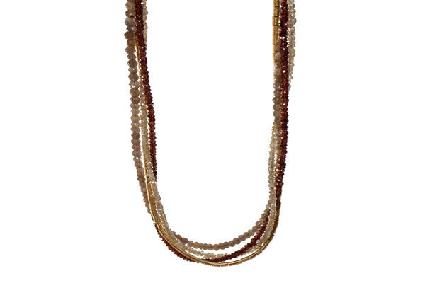 GARNET, LABRADORITE & ZIRCON 3MM NECKLACE FAIR TRADE 24K GOLD VERMEIL - Joyla Jewelry