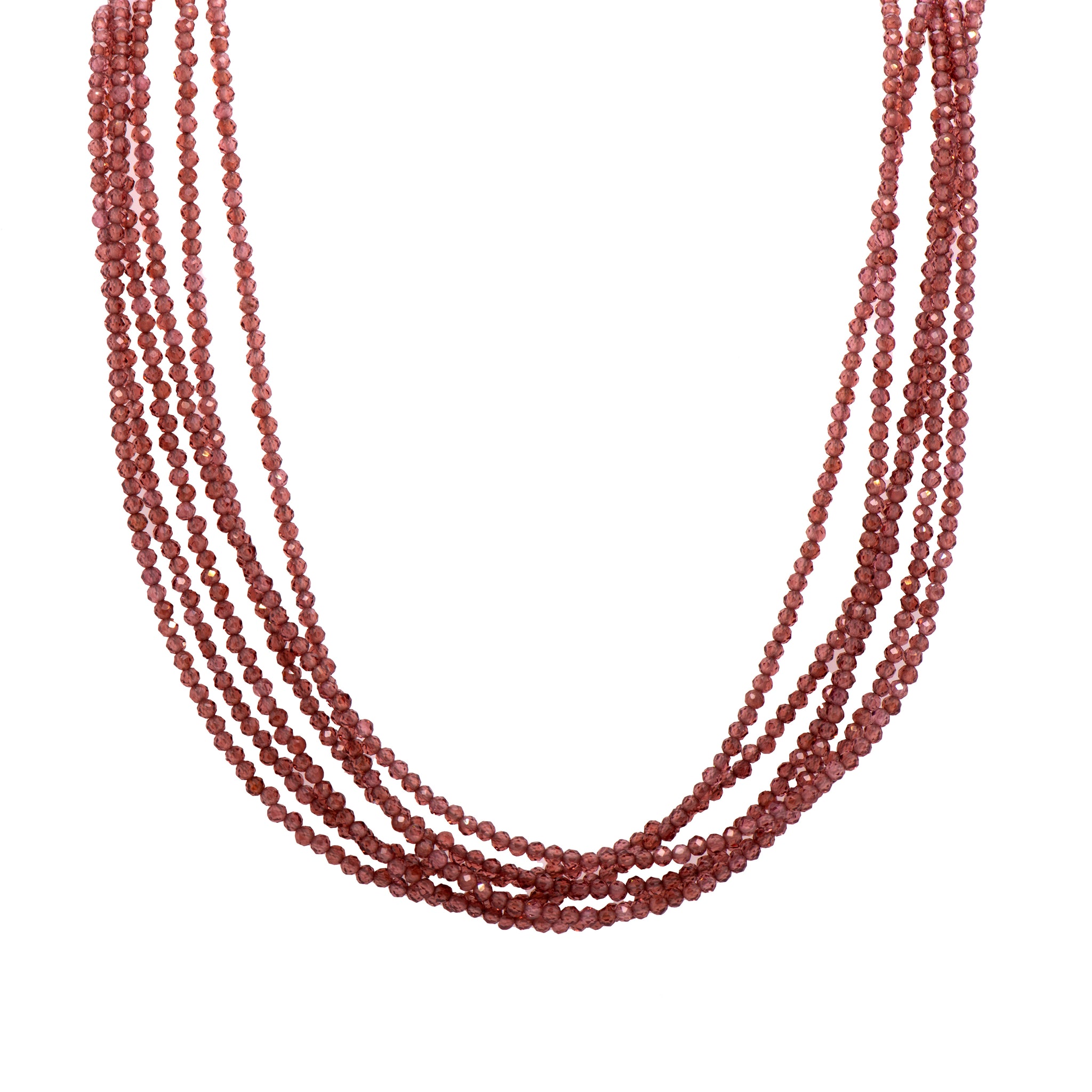 Multi Strand Garnet 2mm Necklace  24K Fair Trade Gold Vermeil