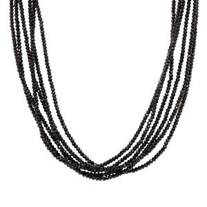 Multi Strand Black Spinel Necklace 24K Fair Trade Gold Vermeil