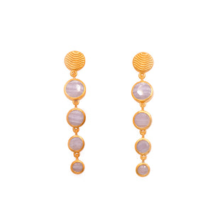 Chalcedony Drop Earrings- Serenity 4 Bezel Stripped  24k Fair Trade Gold Vermeil