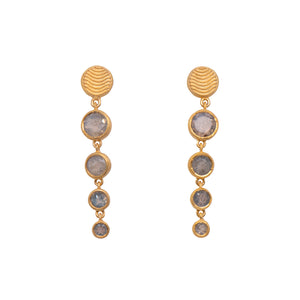 Labradorite Drop Earrings - Serenity 4 Bezel 24K Fair Trade Gold Vermeil