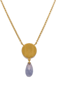 SERENITY FACETED STRIPED CHALCEDONY TEARDROP NECKLACE 24K GOLD VERMEIL - Joyla Jewelry