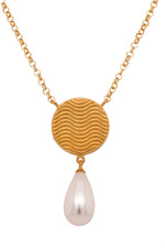 Load image into Gallery viewer, Serenity Drop Necklace 24K Gold Vermeil with Chalcedony and Pearl
