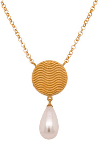 Pearl 15mm Drop Serenity Necklace 24K Gold Vermeil
