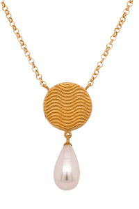 Serenity Drop Pearl Necklace 24K Gold Vermeil