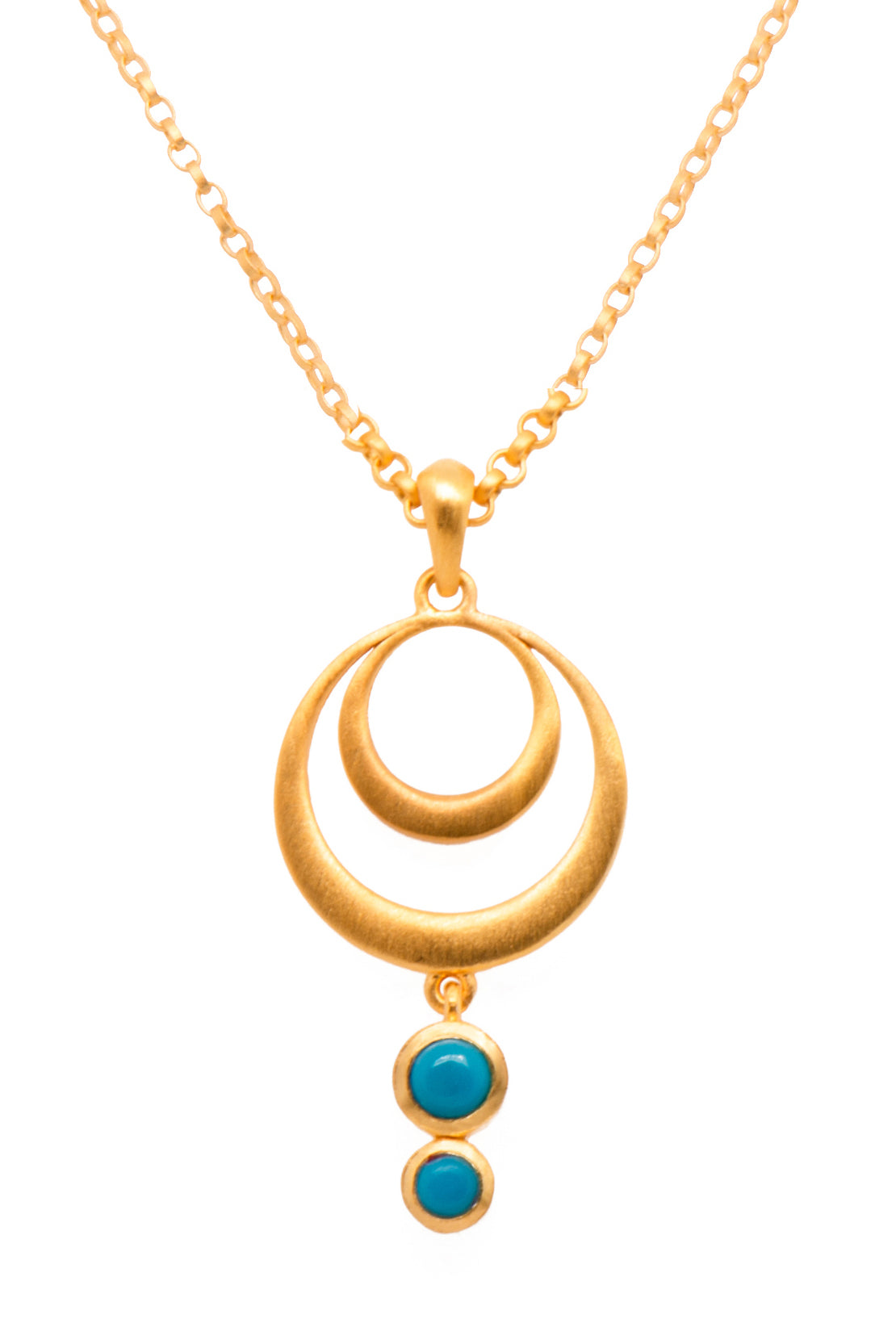 Turquoise Strength Double Circle Pendant 24K Fair Trade Gold Vermeil