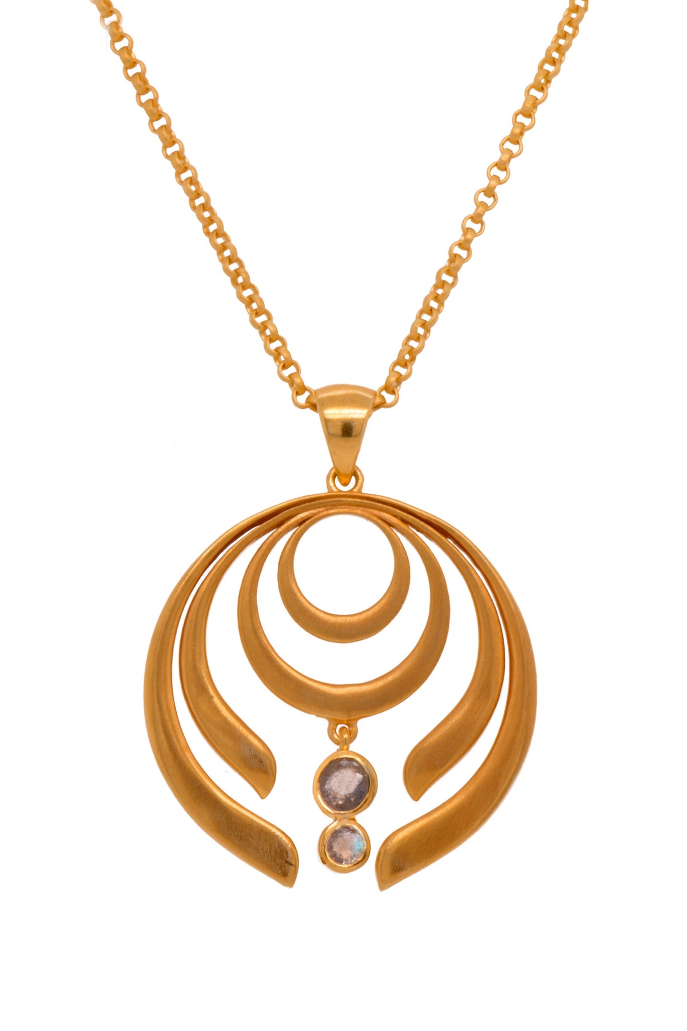 STRENGTH LARGE LABRADORITE PENDANT 24K GOLD VERMEIL - Joyla Jewelry
