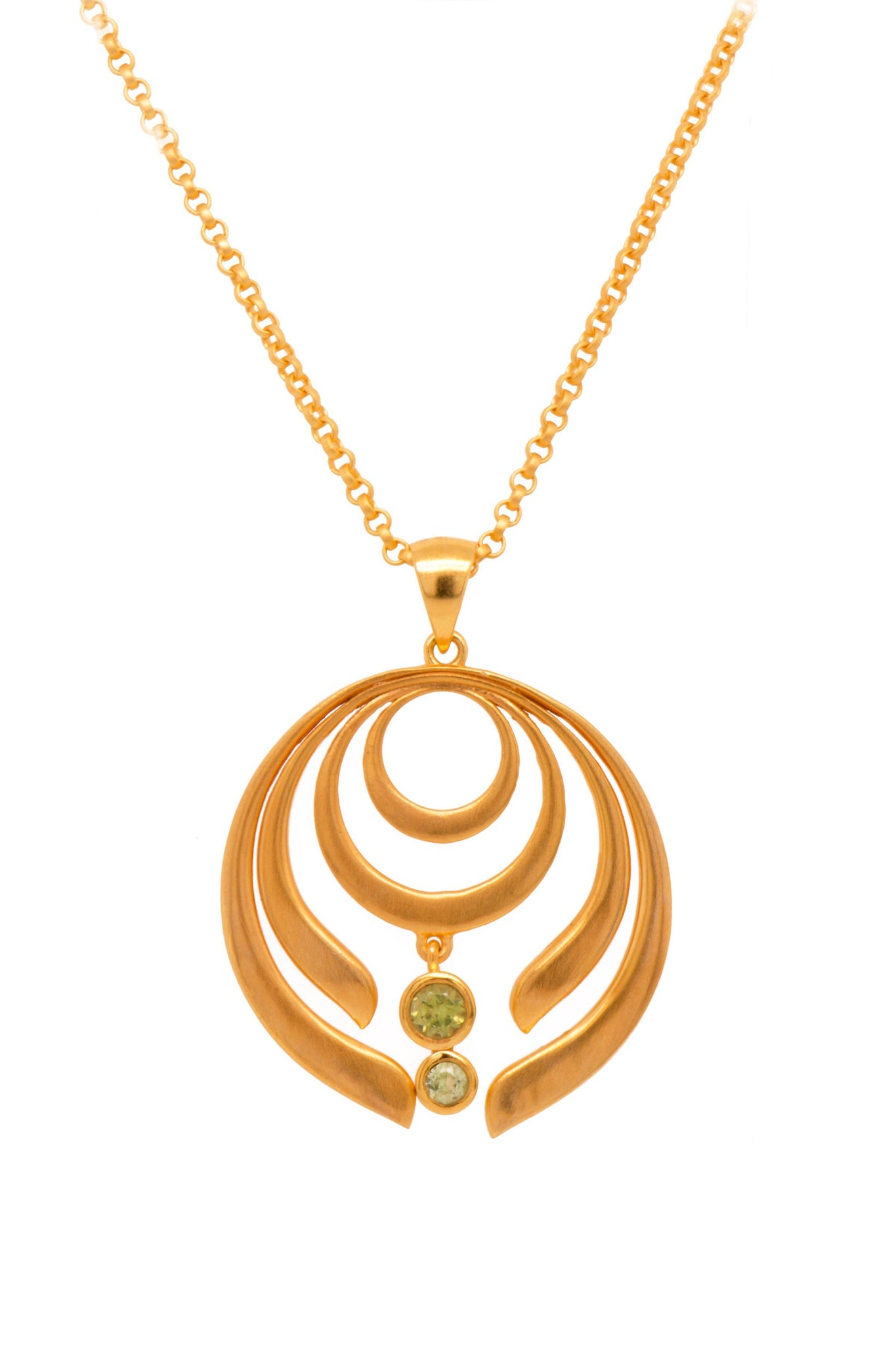 STRENGTH LARGE PERIDOT PENDANT 24K GOLD VERMEIL - Joyla Jewelry
