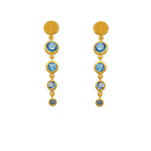 SERENITY FOUR BEZEL SKY BLUE TOPAZ EARRINGS 24K GOLD VERMEIL - Joyla Jewelry